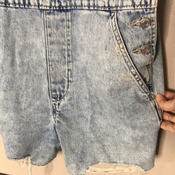 GAP Distressed Denim Shortalls with Washwell overalls size medium - Picture 6 of 13